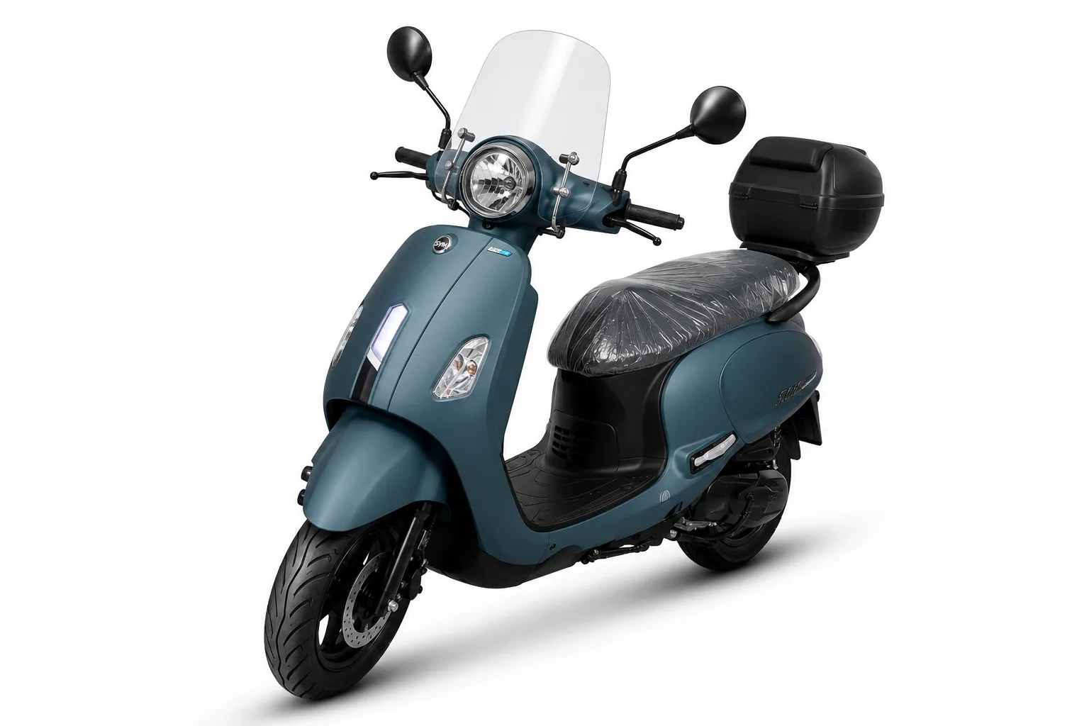 SYM Fiddle 125cc scooter – front view, available for rent in Djerba